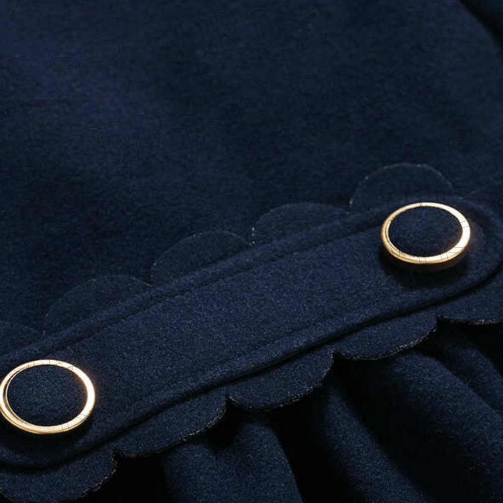 Drip Infinity: Teen Girls Dark Blue Outfit Winter Warm Single Breasted Wool Christmas Coat 2024