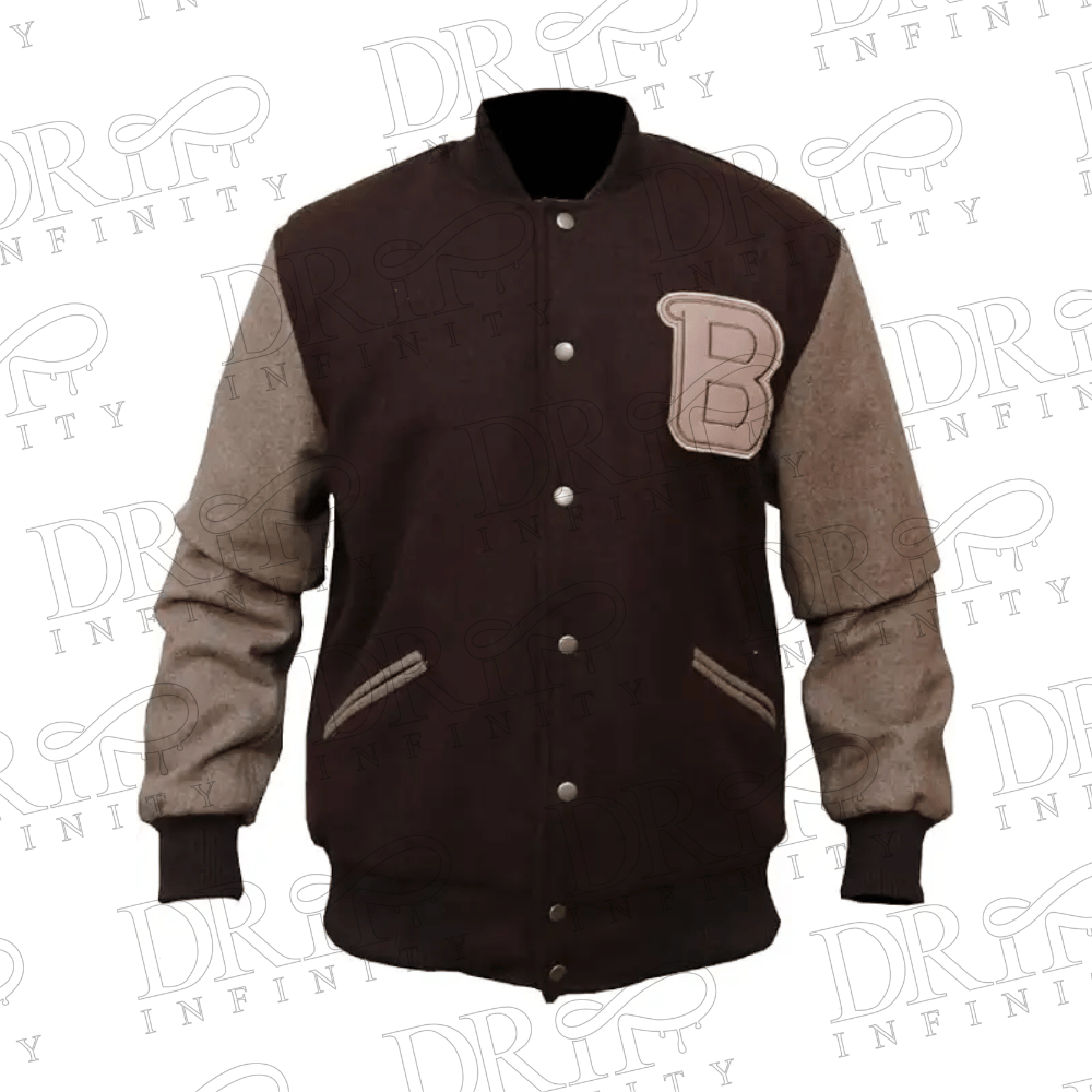 DRIP INFINITY: Men's Hotline Miami Flight Brown Varsity Jacket