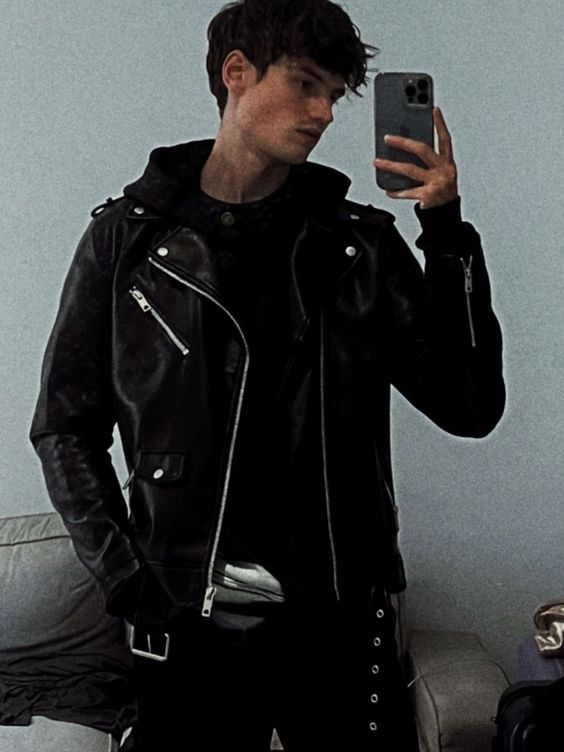 DRIP INFINITY: Men’s Classic Black Biker Leather Jacket